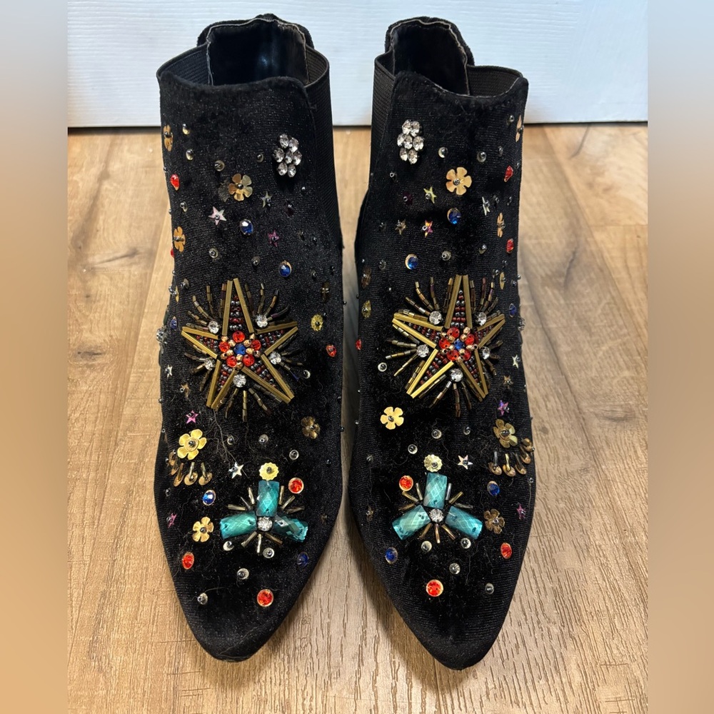 Betsey Johnson Black Embellished Ankle Boots